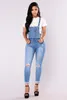 Nieuwe vrouw overall jeans mode -manchetten capris denim jeans gescheurd casual sexy bodysuit shopping343i