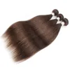 3 buntar med 4x4 spetsstängning färg 2 4 mörkbrun silkeslen raka hårbuntar rå jungfru indisk brasiliansk peruansk mänsklig hårförlängningar