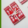 크리스마스 선물 포장 시리즈 코튼 패브릭 인쇄 냅킨 매트 가정 장식 테이블 중앙 장식 거실 장식