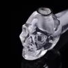 1pcs Semi Precious Clear Crystal Quartz Skull Rock Wand Smoking Pipes 3Metal Filters handicraft Increased energy2023368