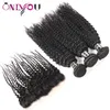 28 30 32 34 cale ludzkie Remy Włosy Włosy z koronkowym zamknięciem przednie ciało głębokie woda luźna fala Afro Kinky Curly Brazylijska Virgin Weave Weft Extension Wet