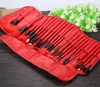 O.TWO.O Makeup Gereedschap 24 stks Professionele Make-upborstels Set met Rood Lange Handgreep Synthetisch Haar Houten Handvat Oogschaduw Brush Poeder Borstel