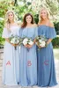 Blue Boho Chiffon Bridesmaid Dresses With Boho Off The Shoulder Bohemian A Line Long Maid Of Honor Special Occasion Dress