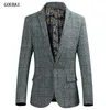 Guhai M-4XL 2017 Осенний плед Blazer Мужчины Slim Fit Suit Meen Blazer Бизнес-платье Костюм Homme Высокое качество Masculino