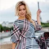 Robes de soirée en gros-Tumn 2021 Mode Femmes Plaid Imprimer Robe Casual O-cou Demi Manches Tunique Vintage Plus Size1