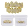 Hip Hop 18K Placcato oro PAVE PAVE CZ ICED-OUT Grillz con barre di stampaggio extra incluse all'ingrosso