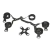 Black pu restraints handcuffs and ankle cuffs bondage gear on bed kit bondage cuffs gear fetish adult sex sm toys