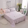 Roze print platte plaat bed linnen 100% katoen lakens dubbele volledige queen size bed platte blad dekking huis textiel