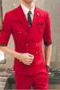 Summer Double-Breasted Short-mouwen Pak Suit Mannelijke Slanke Koreaanse versie van de TREND TREND KLEINE Heren