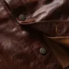 Red brown AVIREXFLY genuine leather jackets lapel neck cow leather jacket for men motorcycle Jackets with single breasted