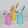 Silicone fumar Bubbler Rig cachimbo de silicone tubo de mão colher de cachimbo de água Bongos óleo de silicone dab rigs com térmico / cubículo de quartzo de 4mm