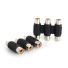 Triple 3 Port Kvinna till kvinnlig RCA AV Audio Video F/F Jack Connector Coupler Adapter Extender