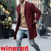 Men Mid Length Wool Blend Parkas Black Khaki Lapel Neck Coats Man Winter Fashion Clothing Free Shipping