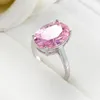LuckyShine Fashion OL Fire Oval Pink Kunzite Rings 925 Sterling Silver Plated Women Zircon Weddings Engagemens Jewelry Rings