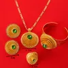 24k Gold Plated Ethiopian Red Green Blue Color Stone Sets For African Ethiopian Eritrean