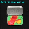 4 I 1 Tin Silicone Storage Kit Set med 2st 5 ml Silicon Wax Container Oil Jar Base Dab Dabber Tool Metal Box Case3598396
