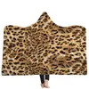 Leopard hooded filt tiger mönster fleece filtar barn kasta filt vinter soffa sängkläder levererar julklapp 12 mönster 30pcs yw1719