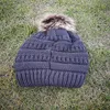 Marque hiver chaud plus épais doux extensible câble bonnets chapeaux femmes fausse fourrure Pom Pom tricoté Skullies Caps214W