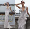 Mermaid Julie Vino Wedding Dresses 3D Floral Appliques Beads Tassel Illusion Bodice Vestidos De Novia Deep V Sheer Neck Robe De Mariee