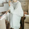 Nightgowns Sleepshirt 2017 Dantel Pijama Vintage Gecelik Kapalı Giyim Kıyafeti Katı Gecelik Bayan Ev Elbise # H366