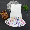 Kinder-Babys kleiden Klagen weißes T-Shirt + weibliches Parfüm Make-up Dekoration Mode Prinzen Kleidkinder Mädchen Outfits Kleidung Rock