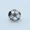 Fußball-Charm-Perle aus 925er-Sterlingsilber mit CZ, passend für europäische Schmuckarmbänder, Halsketten und Anhänger im Pandora-Stil