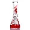 Red Beaker Bong narguilés Conduites d'eau en verre droites Dab Rigs Tree Design 11,5 pouces et joint de 14 mm