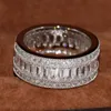 Anel de aliança de casamento inteiro novo e bonito com corte de princesa branco Topázio Diamonique Simulado Diamante 10KT Ouro Branco GF S270s