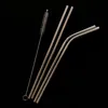 Free Combination!! Customized Bag Packing 4+1 Reusable Stainless Steel Drinking Straws Set Metal Straws Set with Cleaning Brush