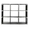 Free shipping Multifunctional Assembled 3 Tiers 9 Compartments Storage Shelf Black Storage Holders & Racks