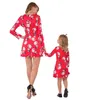 Weihnachten Familie passendes Kleid Druck Frauen Mädchen Kleider Langarm Mutter Tochter Outfits Familie passende Kleidung 12 Designs DHT504