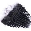 13x4 Ear to Ear Lace Frontals Closure with Baby Hair Peruvian Deep Wave Human Hair Frontal Natural Color