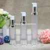 15 ml 20 ml 30 ml hoogwaardige zilveren airless flessen vacuüm frosted lotion container plastic lege navulbare fles 10pcs / lot