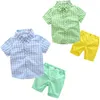 2017 sommer Neue Junge Sets Plaid Kurzarm Shirts + Shorts Zwei Stück Mode Outfits Kinder Kleidung 3-7Y