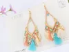 Tassel chandelier earrings jewelry fashion women bohemia colorful feathers gold plated chains tassels alloy long dangle earings