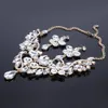 Fashion Gold Color Bridal Jewelry Set for Brides Crystal Necklace Earrings Wedding Party Costume Accessories Decoration Women