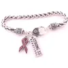 Multicolore clouté avec du ruban de cancer du sein en cristal étincelant et un bracelet pendentif à breloque fort et magnifique Lobsterclawclasps1069317