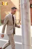 Elegantes esmoquin de alta calidad, trajes de boda para hombre de color marrón claro, dos piezas, ropa de novio, traje Formal barato, chaqueta y pantalones