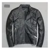 Jaqueta de couro genuíno do vintage dos homens preto cowskin curto simples motocicleta jaqueta men039s casaco de couro fino chaqueta cuero hombre2594970