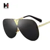 Shauna Oversize Women Rimless Solglasögon Brand Fashion Men Gold Reflective Pilot Shades UV400