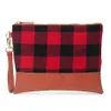 Red Buffalo Plaid Cosmetic Bag Flanel Black Leopard Handtas 25pcs Lot USA Local Warehouse Overnight Clutch Domil106-1139