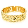 Pulsera Hombres 18k Yellow Gold Filled Cadena Chunky pulseras de muñeca Enlace grueso joyería masculina regalo estrella tallada Accesorios gratuito