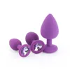 3 sztuk / partia S M L Rozmiar Silicone Anal Sex Zabawki dla Kobiet Mężczyzn, Erotyczne Sexy Anus Wtyczka Anal Plug z Kryształową Biżuterią Y1893002