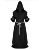 Costume de cosplay d'Halloween vintage robes de moine médiévales cape de vampire maléfique cape chrétienne fête du festival adulte magicien à capuche robe de frère Anime