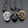 Fashion Jewelry Whole 18PCS Imitation Yak Bone Carved Horror Devil Skull Pendant Necklace Halloween Skull Necklace Amulet Gift5576111