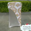 Capot de chaise en Lycra et Spandex, 100 pièces, couleur or ou argent, revêtement bronzant, capuchon pour couverture de chaise de mariage, décoration SN649