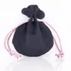 Venta al por mayor, joyería, cinta rosa, bolsas de terciopelo negro, traje para cuentas y abalorios de marca europea, joyería