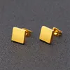Everfast 10 paare/los Einfache Hiphop Solide Platz Edelstahl Ohrringe Schwarz Gold Geometrische Ohr Bolzen Schmuck Für Frauen Männer