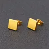 Everfast 10pairs/lot Simple Hiphop Solid Square Stainless Steel Earrings Black Gold Geometric Ear Studs Jewelry For Women Men