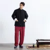 Льняная традиционная китайская одежда Tang Suit Top Kung Fu Tai Chi Uniform Весна Осень Рубашка Блузка MartialArt Пальто для мужчин